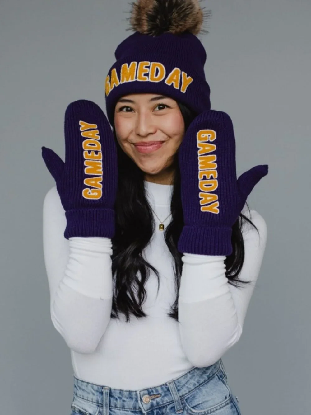 Purple and Gold Gameday LSU Minnesota Vikings Pro College Football Mittens Hat